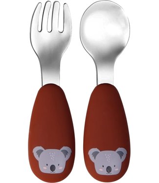 Tryco Tryco - Silicone - Stainless spoon & fork -  Koala Dark Rust