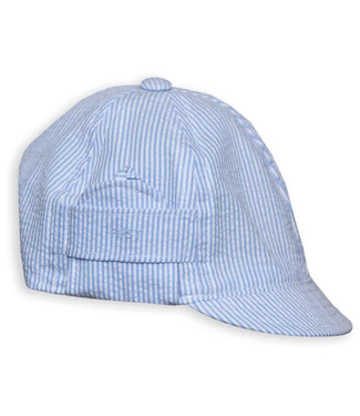 First First - Striped Boys Cap - White/Blue