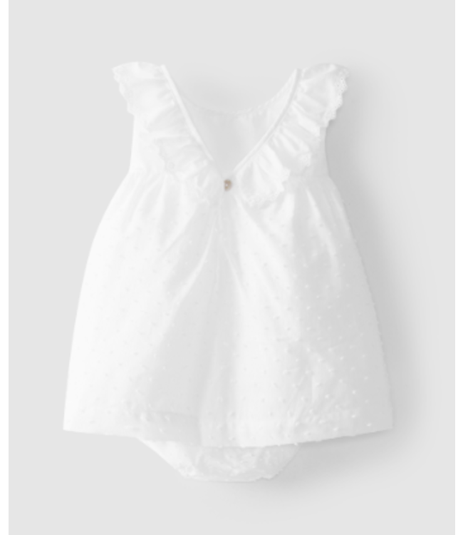 Laranjinha Laranjinha - Jurk Met Kraag en V-Rug + Bloomer - Wit