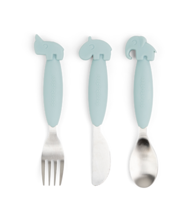 Done by Deer Done by Deer - Easy-grip cutlery set Deer friends Blue