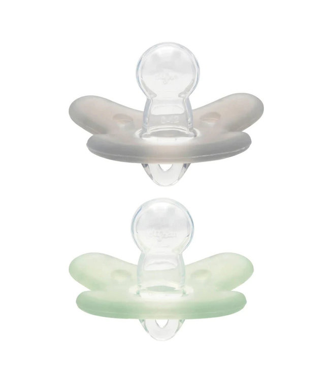 Difrax Difrax - Fopspeen Natural Silicon 6-12M 2Pack Stone/Sage