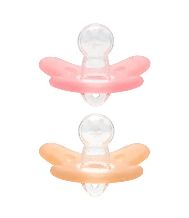 Difrax Difrax - Fopspeen Natural Silicon 6-12M 2Pack Raspberry/Caramel