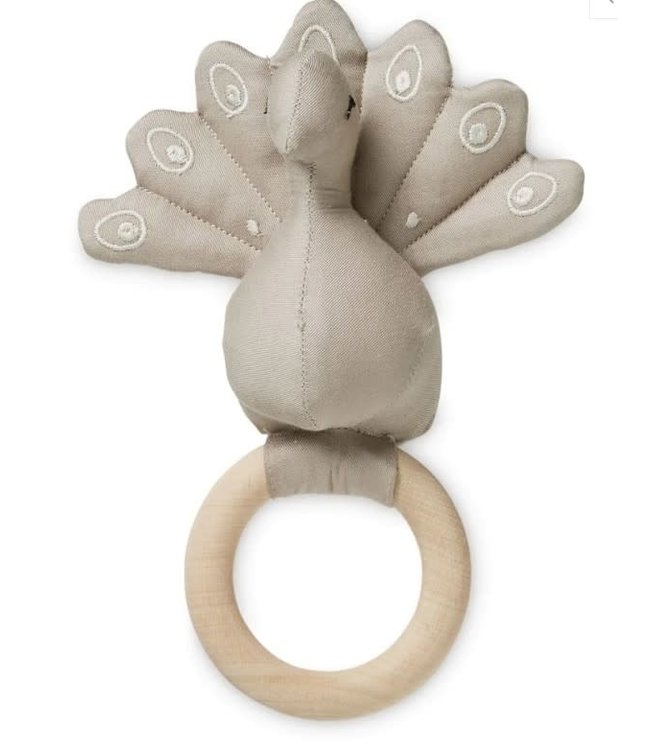 CamCam Camcam - Rattle, Peacock W/ Maple Wood Ring - Ocs Hzael