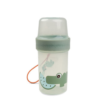 Done by Deer Done by Deer - To go 2-way snack container L Croco Green