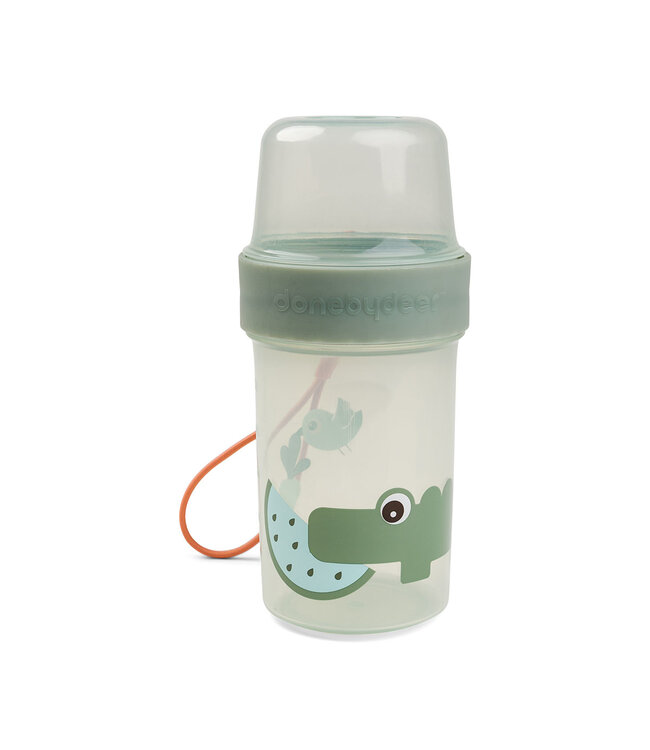Done by Deer Done by Deer - To go 2-way snack container L Croco Green