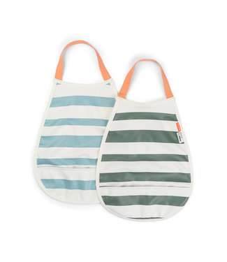 Done by Deer Done by Deer - Pull-over bib 2-pack Stripes Blue/Green