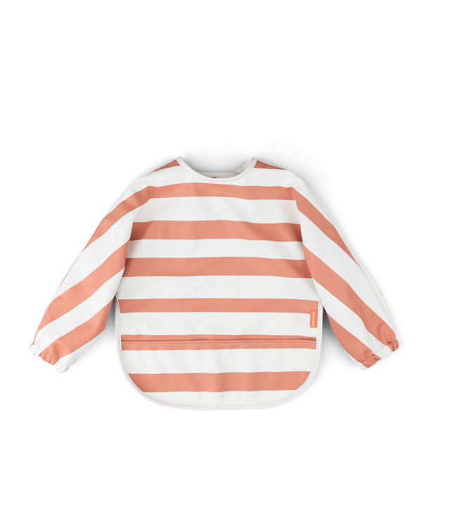Done by Deer Done by Deer - Sleeved pocket bib Stripes Papaya