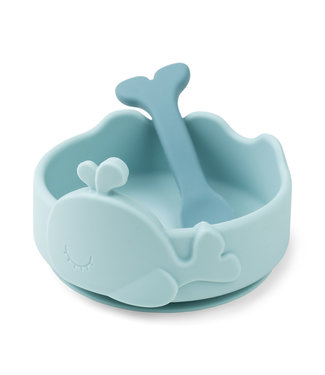 Done by Deer Done by Deer - Silicone Stick&Stay bowl & baby spoon Wally Blue