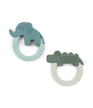 Done by Deer Done by Deer - Silicone teether 2-pack Deer friends Green/Blue