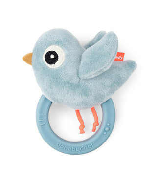 Done by Deer Done by Deer - Sensory rattle w/teether Birdee Blue