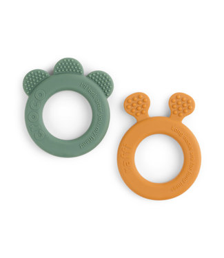 Done by Deer Done by Deer - Teether 2-pack Deer friends Mustard/Green