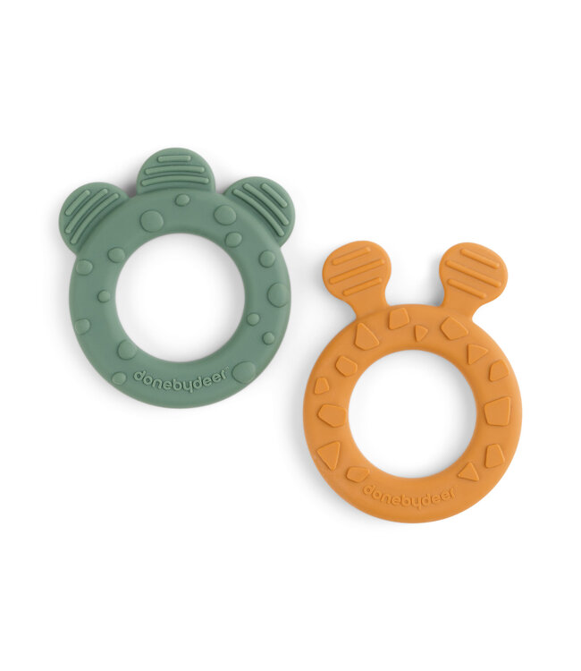 Done by Deer Done by Deer - Teether 2-pack Deer friends Mustard/Green