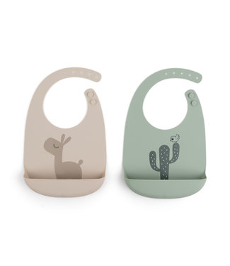 Done by Deer Done by Deer - Silicone bib 2-pack Lalee Sand/Green