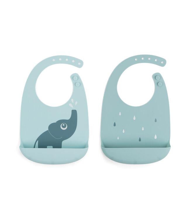 Done by Deer Done by Deer - Silicone bib 2-pack Elphee Blue