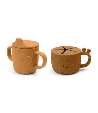 Done by Deer Done by Deer - Peekaboo spout/snack cup set Deer friends Mustard