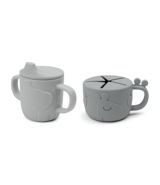 Done by Deer Done by Deer - Peekaboo spout/snack cup set Deer friends Grey