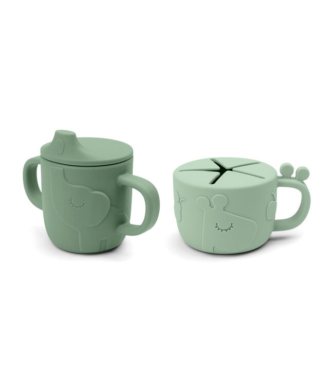 Done by Deer Done by Deer - Peekaboo spout/snack cup set Deer friends Green