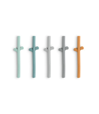 Done by Deer Done by Deer - Peekaboo silicone straw 5-pack Blue Mix