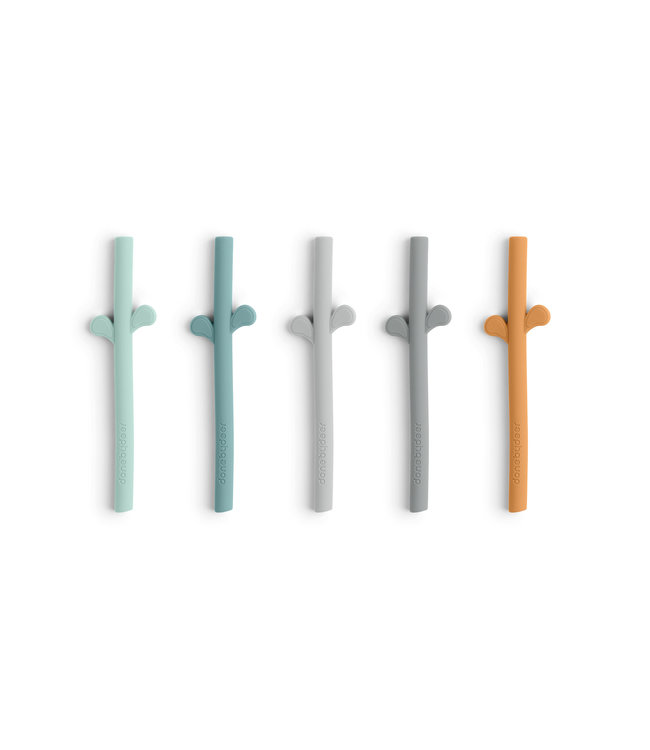 Done by Deer Done by Deer - Peekaboo silicone straw 5-pack Blue Mix