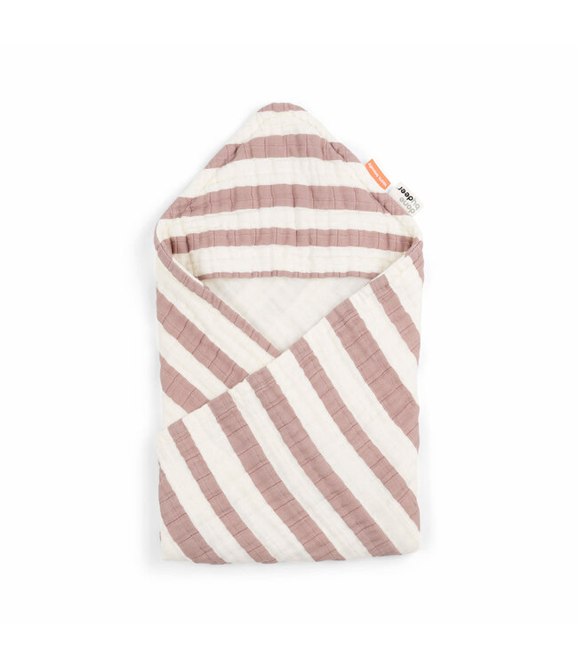 Done by Deer Done by Deer - Hooded towel GOTS Stripes Powder