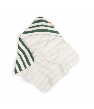 Done by Deer Done by Deer - Hooded towel GOTS Stripes Green