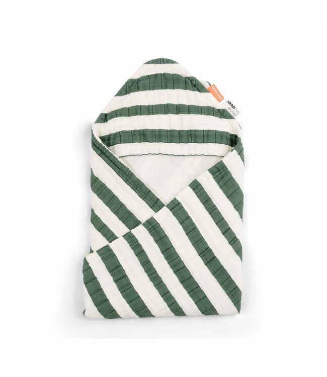 Done by Deer Done by Deer - Hooded towel GOTS Stripes Green