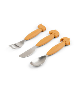 Done by Deer Done by Deer - Easy-grip cutlery set Deer friends Mustard
