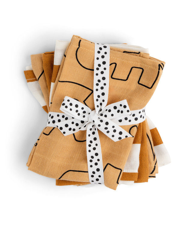 Done by Deer Done by Deer - Cloth wipes 5-pack GOTS Deer friends Mustard