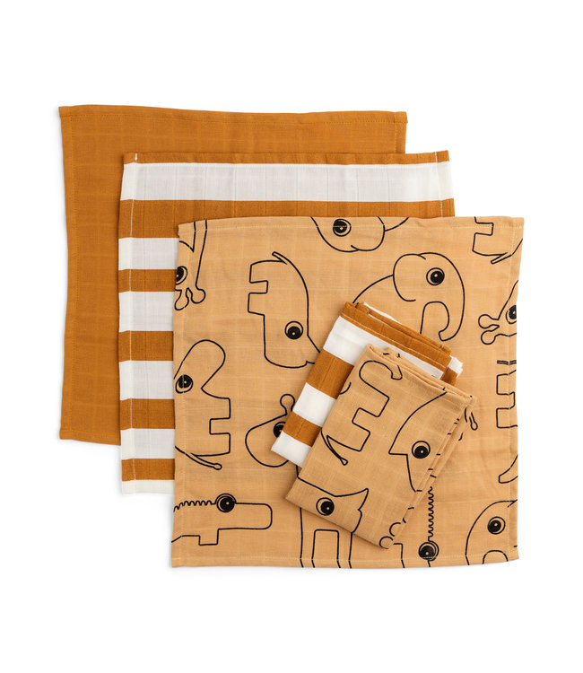 Done by Deer Done by Deer - Cloth wipes 5-pack GOTS Deer friends Mustard