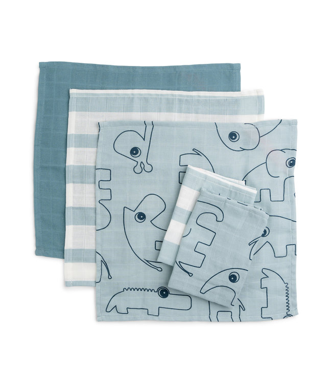 Done by Deer Done by Deer - Cloth wipes 5-pack GOTS Deer friends Blue