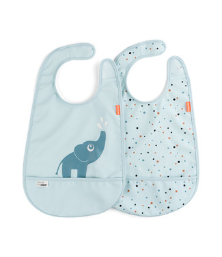 Done by Deer Done by Deer - Bib w/velcro 2-pack Elphee Blue