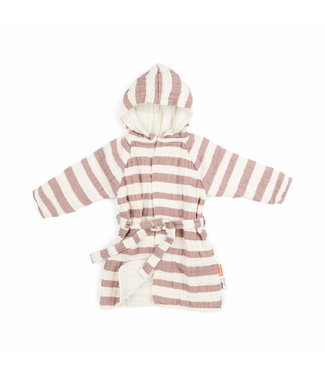 Done by Deer Done by Deer - Bathrobe GOTS Stripes Powder 3-4Y