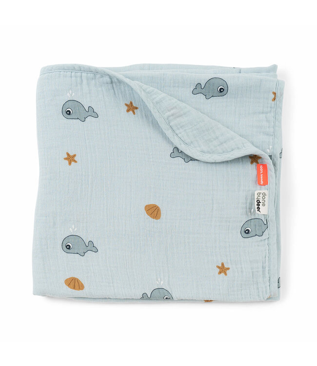 Done by Deer Done by Deer - Baby blanket GOTS muslin Wally Blue