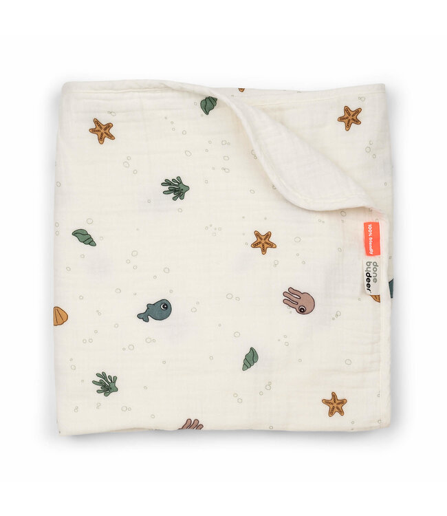 Done by Deer Done by Deer - Baby blanket GOTS muslin Sea friends Beige