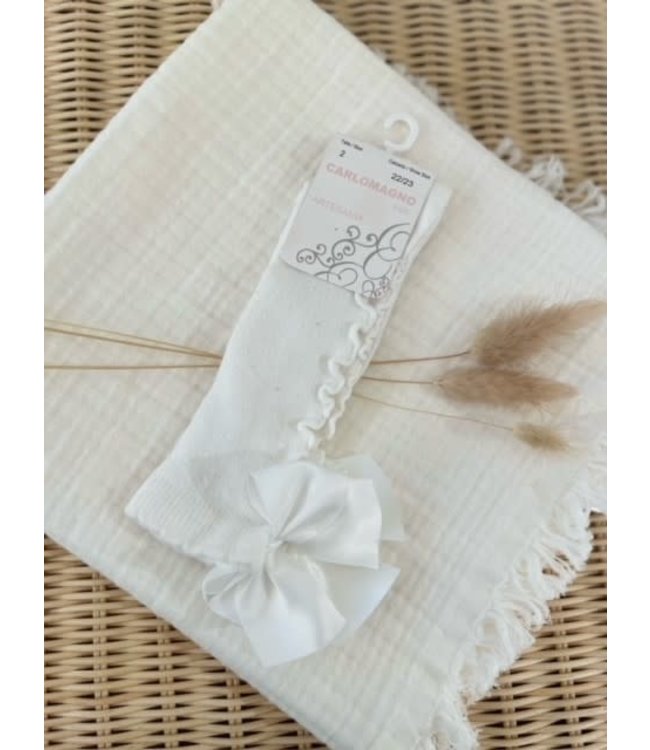 Carlomagno Carlomagno - Kniekous wit met ruffle en strik