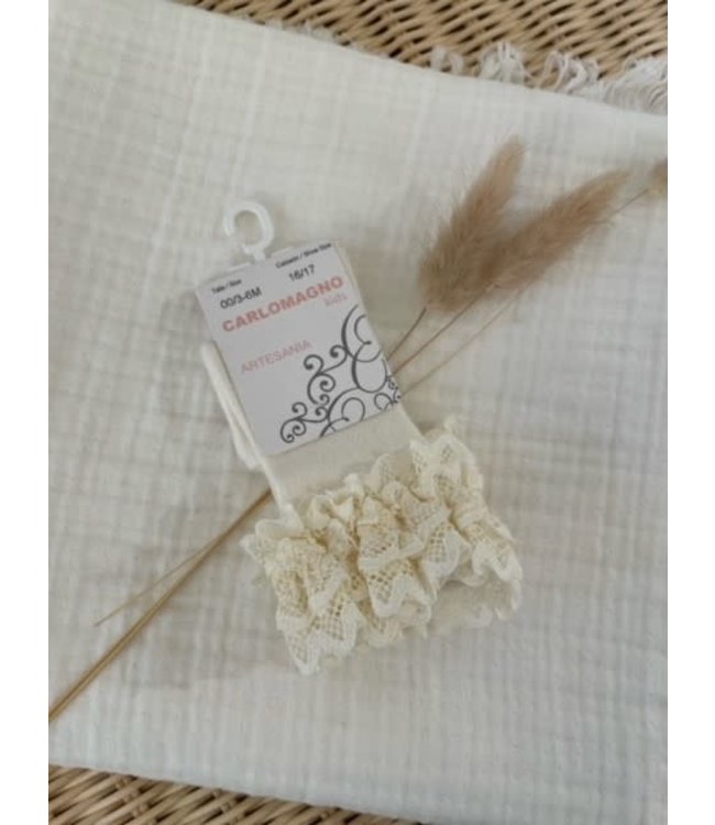 Carlomagno Carlomagno - Kniekous Ecru Met Ruffles