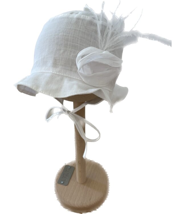 Jamiks Jamiks - Zonnehoedje Met Bloem En Veertjes - Wit