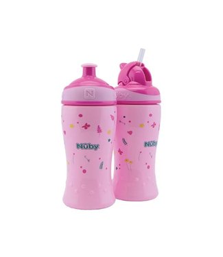 Nuby Nuby - 2P  -  Pop-Up drinkbeker - 360ml - Roze - 18m+