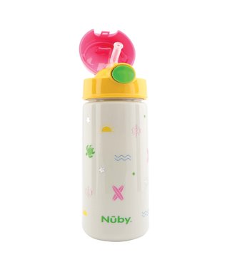 Nuby Nuby - Drinkbeker met zacht rietje en surfdesign - Roze Surfdesign - 540ml - 4j+