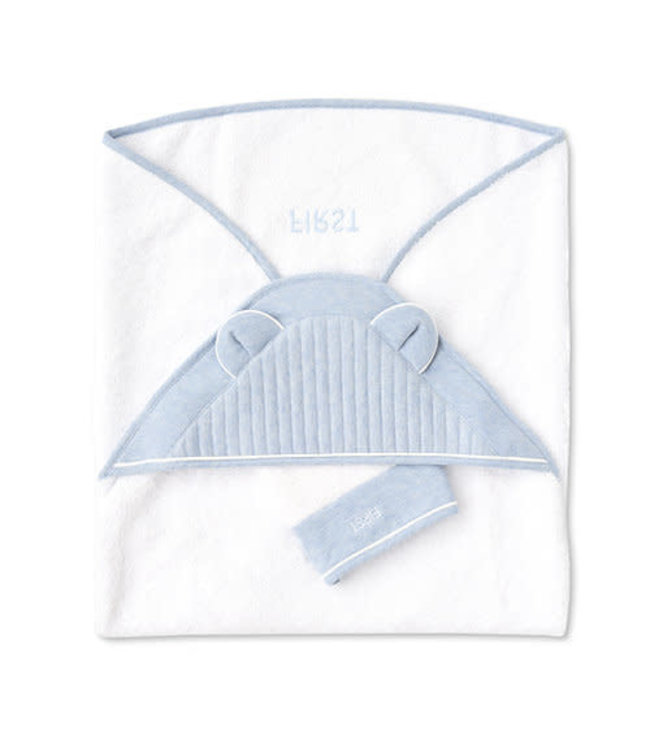 First First - bath cape   ARNE TEDDY EARS ESSENTIALS AZZURO - azzuro