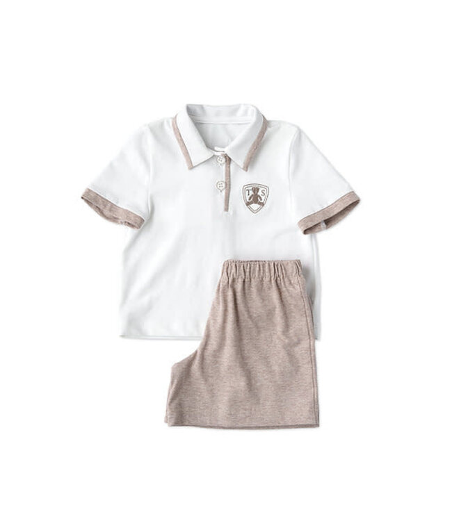 Teddies & Stories Teddies & Stories - Victor Boys Short Set Pyjama Uni Jersey - White/Beige