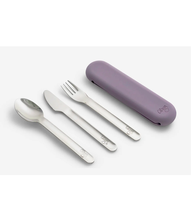 Citron Citron - Stainless Steel Cutlery set with Case - Purple