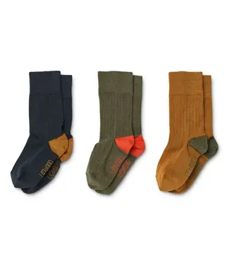 Liewood Liewood - Lorenzo sock 3-pack - Army brown mix