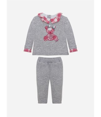 Patachou Patachou - Girl set met beer (trui + broek) - Grijs