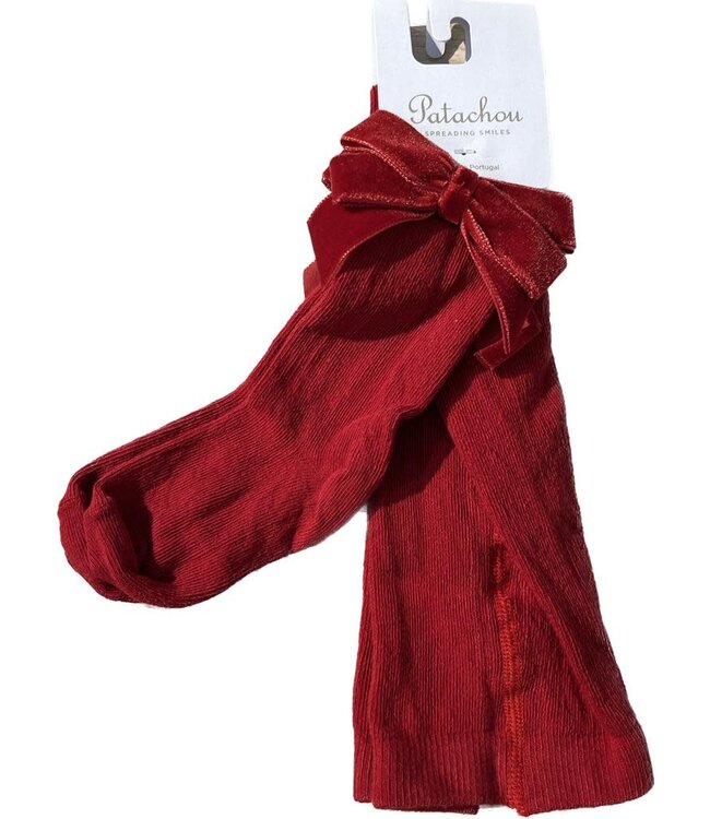 Patachou Patachou - Tights - Rood Met Velour Strik