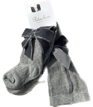 Patachou Patachou - Tights - Grijs Met Velour Strik
