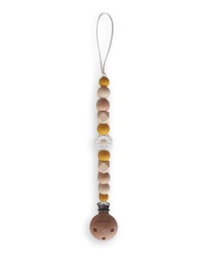 Chewies & More Chewies & More - Clip Silicone Beads Daisy Wood - Geel