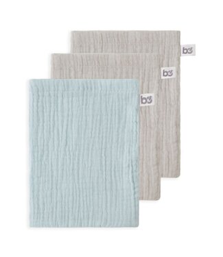 Baby's Only Baby's Only - Washandje Fresh ECO misty blue/urban taupe - 3-pack