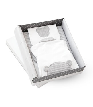 First First - set blanket/bib/rompersuit MY FIRST FRIENDS ESSENTIALS GREY 56