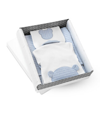 First First - Gift Set Blanket/Bib/Rompersuit My First Friends - Azurro